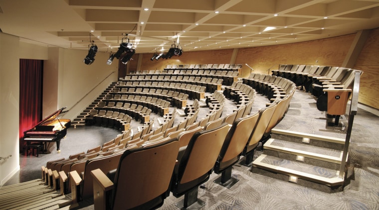 View of Auckland's Muesum's Grand Atrium, with many auditorium, conference hall, musical instrument accessory, performing arts center, brown