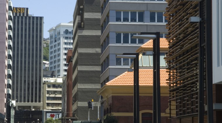 View of Wellington Harbour side, the mixed-use development apartment, architecture, building, city, commercial building, condominium, daytime, downtown, facade, metropolis, metropolitan area, mixed use, neighbourhood, plaza, residential area, skyscraper, street, tower block, urban area, black