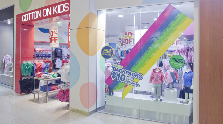 View of retail shop entrance of Cotton on product, retail, gray