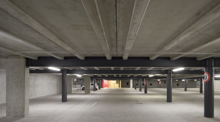 View of construction of The Owne G Glenn parking, parking lot, public space, structure, gray