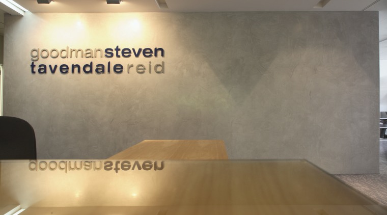 View of office, with a feature wall as ceiling, floor, flooring, interior design, property, wall, gray, brown