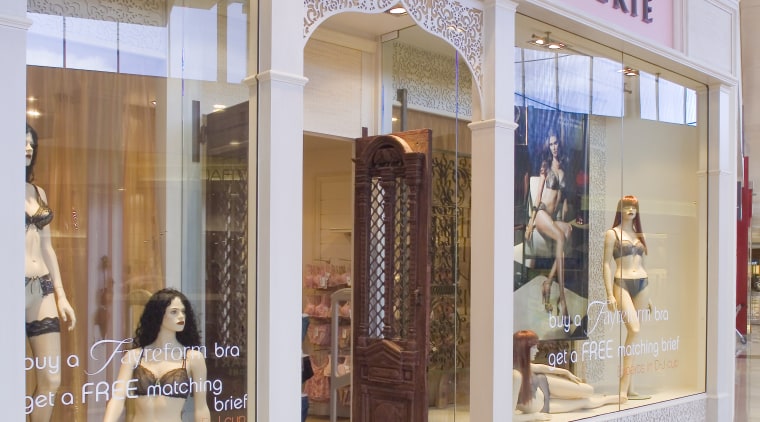 View of retail shop entrance Bendon Lingerie with boutique, interior design, retail, gray