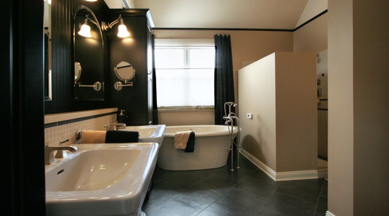 View of bathroom designed by Insignia Kitchen and bathroom, ceiling, floor, interior design, property, room, brown, black