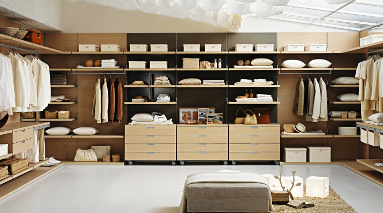 FEG Wardrobe system from DK Design inside contemporary cabinetry, closet, furniture, interior design, shelving, wardrobe, gray
