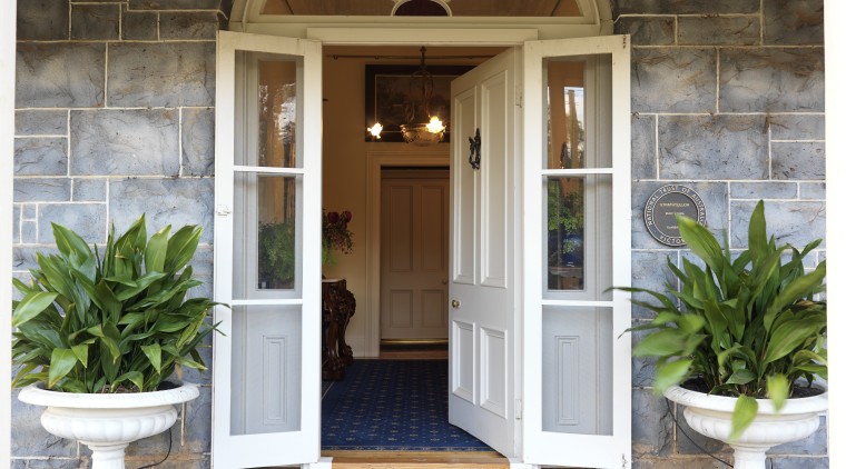 One of the earliest homesteads in Victoria, this door, estate, home, porch, real estate, structure, window, brown