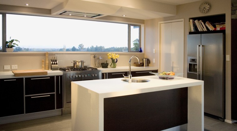 Ventach ventilation systms can be custom made to cabinetry, countertop, cuisine classique, interior design, kitchen, real estate, room, brown