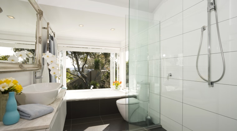 View of the contemporary bathroom showing the toilet, bathroom, home, interior design, property, real estate, room, white
