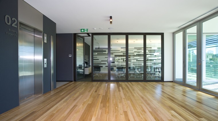 View of the Abigroup offices which features blackbutt apartment, floor, flooring, hardwood, house, interior design, laminate flooring, loft, property, real estate, wood, wood flooring, white