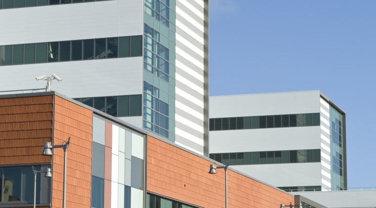 Thermosash was contracted to create both the exterior apartment, architecture, building, commercial building, condominium, corporate headquarters, daytime, elevation, facade, headquarters, metropolitan area, mixed use, neighbourhood, real estate, residential area, sky, teal