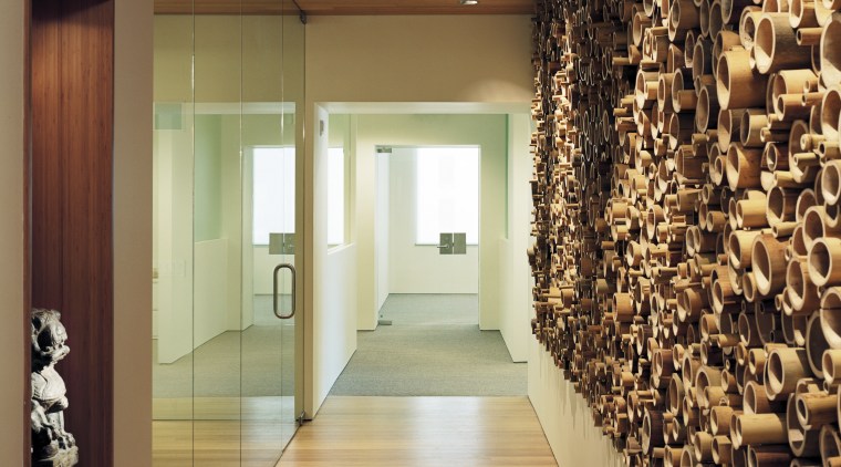 Views looking through the interior of the office. ceiling, flooring, interior design, lobby, wood, brown