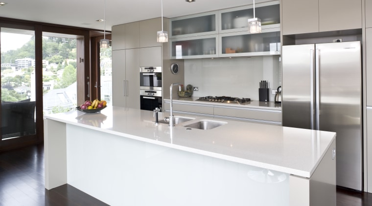 Image of kitchen designed by Rob Hendrickx for cabinetry, countertop, cuisine classique, interior design, kitchen, real estate, gray, white