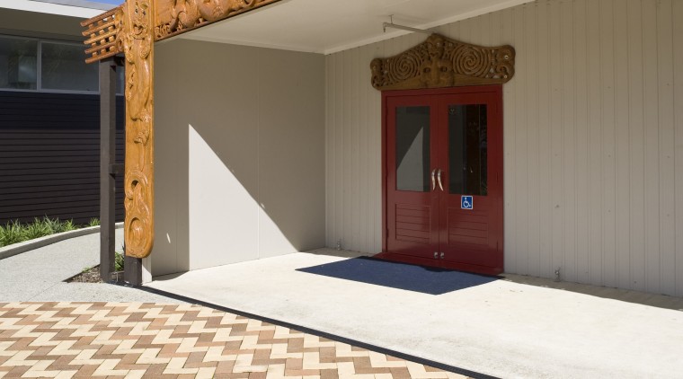 Image of paving completed by P and M estate, facade, floor, home, outdoor structure, property, real estate, roof, sky, orange