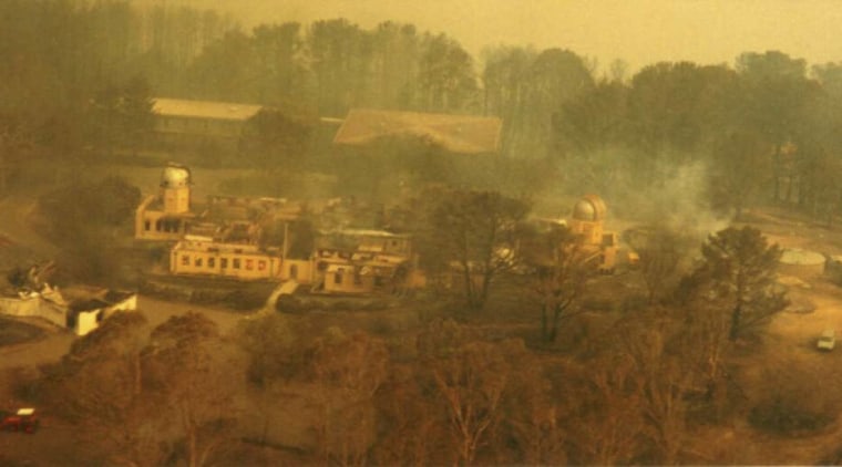 View of the observatory prior to renovations after ecoregion, geological phenomenon, landscape, painting, rural area, wildfire, brown