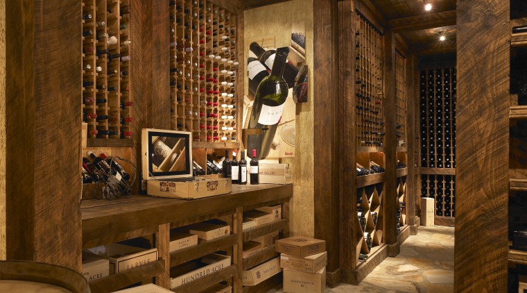 A wine Cellar view Features Floor-to-ceiling natural wood interior design, wine cellar, winery, brown