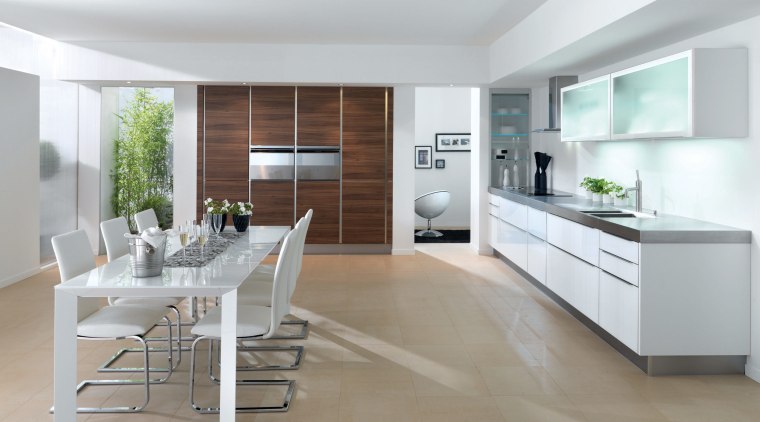 View of a kitchen manufactured by Schmidt kitchens countertop, cuisine classique, floor, interior design, kitchen, white, gray