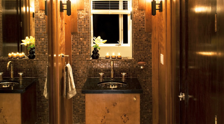 View of a powder room which features a bathroom, ceiling, home, interior design, lighting, room, brown, orange