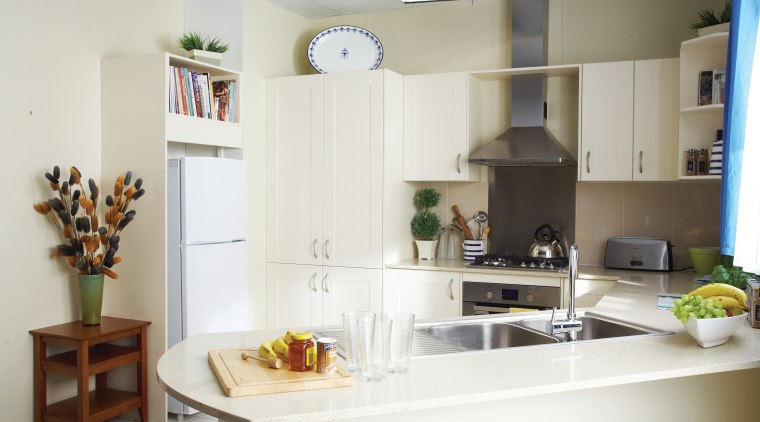 View of a kitchen designed by designers at cabinetry, countertop, cuisine classique, home, interior design, kitchen, room, white