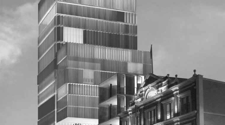 image of conceptual drawings for the latest mixed-use apartment, architecture, black and white, brutalist architecture, building, city, commercial building, condominium, corporate headquarters, daytime, downtown, facade, headquarters, house, infrastructure, metropolis, metropolitan area, mixed use, monochrome, monochrome photography, residential area, sky, tower block, urban area, gray, black