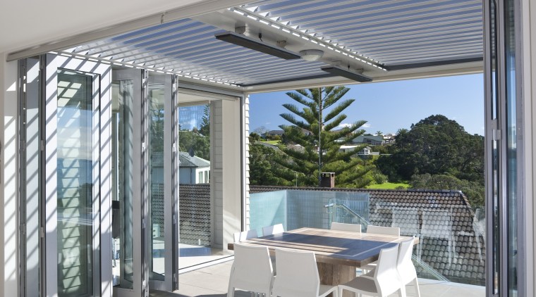 Exterior/interior Deck view of a Cliff top house, condominium, daylighting, house, interior design, real estate, window, gray