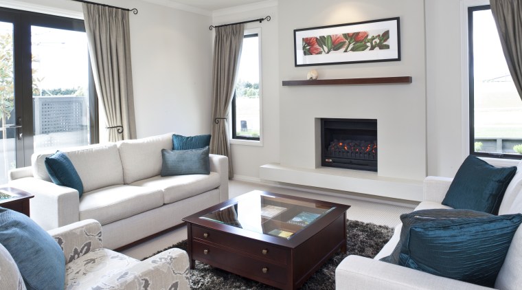 View of the living room featuring lounge suite, home, interior design, living room, property, real estate, room, white