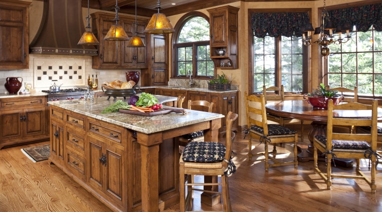 A view of a kitchen by Bruce Kading cabinetry, countertop, cuisine classique, estate, flooring, hardwood, interior design, kitchen, room, wood, wood flooring, brown