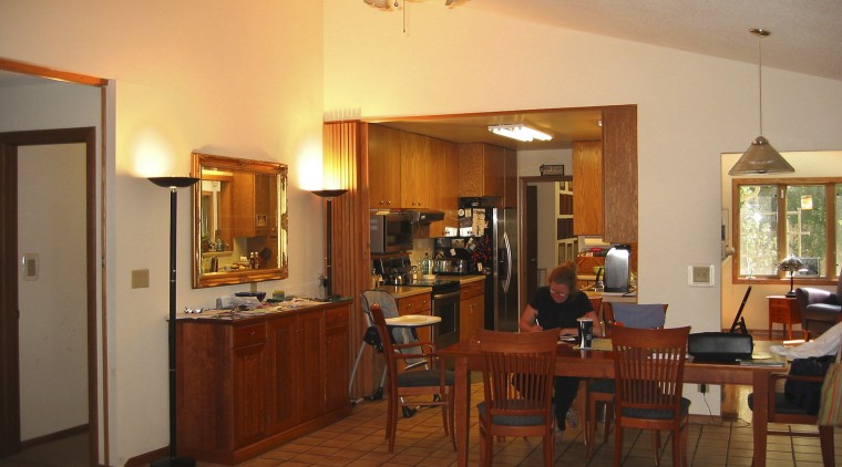 Kitchen prior to renovation. - Kitchen prior to dining room, interior design, living room, real estate, room, brown, orange