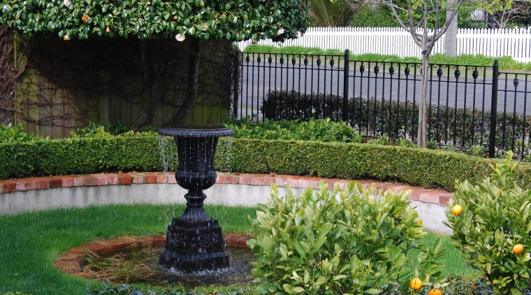 View of formal garden designed by Michael Mansvelt botanical garden, evergreen, flower, garden, grass, hedge, landscape, landscaping, leaf, outdoor structure, plant, shrub, tree, walkway, yard, green