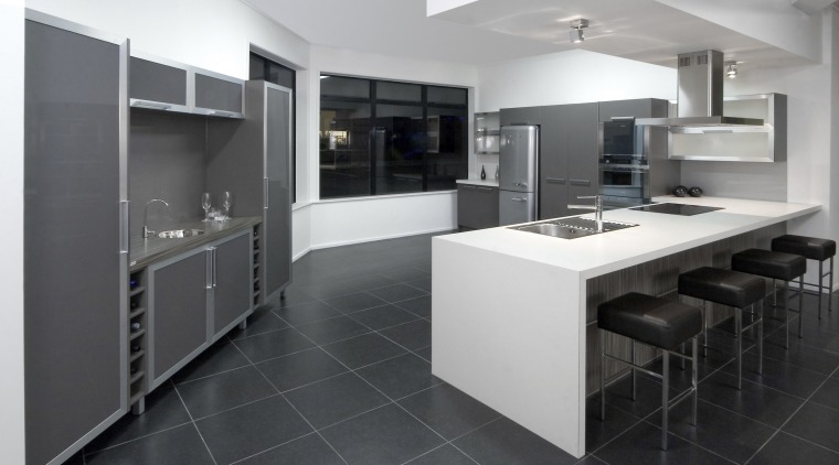 See before you buy Pridex Kitchens provides 3D cabinetry, countertop, cuisine classique, floor, flooring, interior design, interior designer, kitchen, product design, room, tile, gray, black
