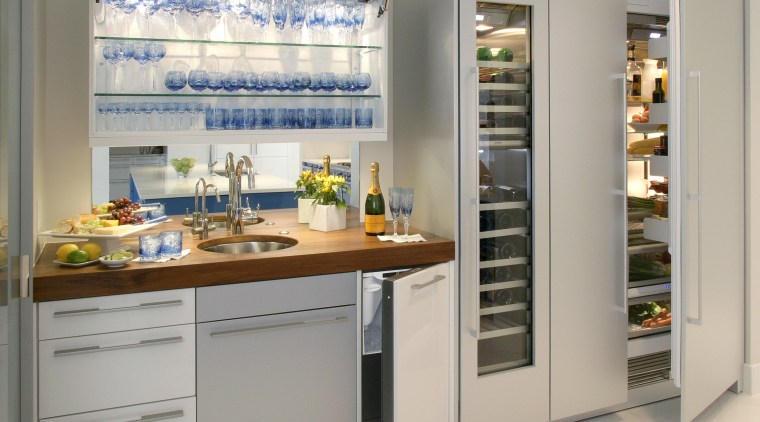 View of kitchen designed by Bon Marche Interiors countertop, home appliance, kitchen, kitchen appliance, product, refrigerator, gray