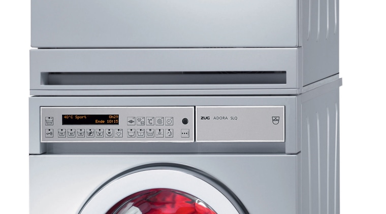 The company that pioneered home appliance technology in clothes dryer, home appliance, laundry, major appliance, product, product design, washing machine, white, gray