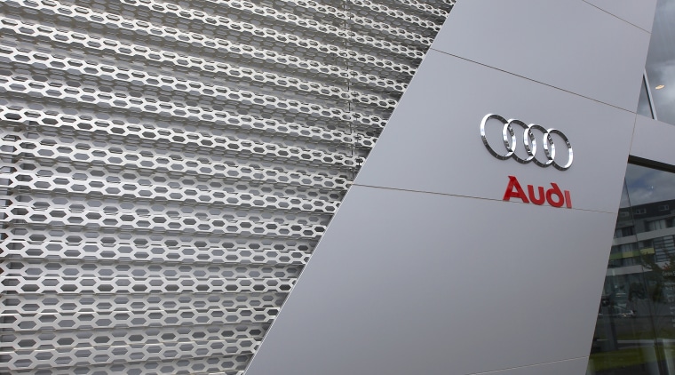 The Audi Centre, known as The Lighthouse, is architecture, building, daylighting, design, facade, line, structure, wall, gray