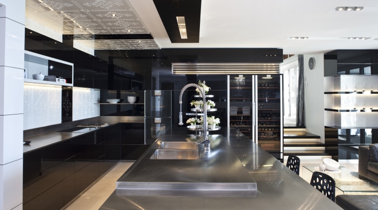 Close-up view of this kitchen island - Close-up interior design, kitchen, white, black