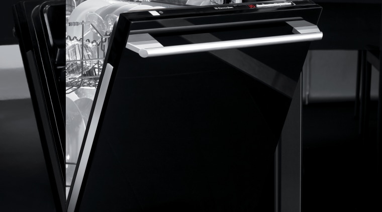 View of a contemporary kitchen which features dark angle, black, coffee table, desk, furniture, product, product design, sink, table, tap, black