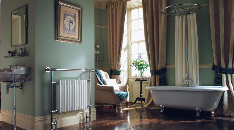 View of the bathroomware by Myson Inc - ceiling, curtain, estate, floor, flooring, furniture, hardwood, home, house, interior design, living room, product, room, textile, window, window covering, window treatment, wood, wood flooring, black, gray