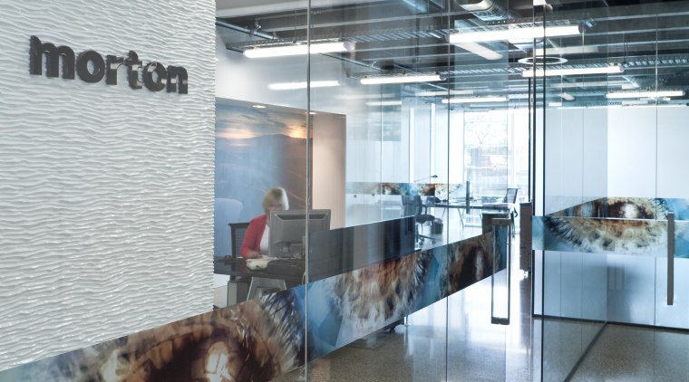 Interior view of office spaces within the hotel architecture, glass, interior design, gray