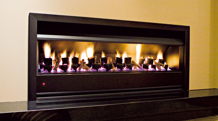 View of contemporary fireplace - View of contemporary fireplace, hearth, heat, orange