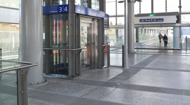 View of the upgraded New Market Station where building, metropolitan area, train station, transport, gray