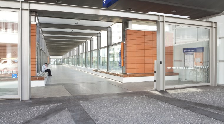 View of the corridor at the upgraded New architecture, daylighting, metropolitan area, gray, black