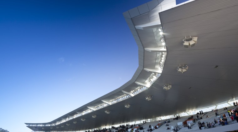 View of the new South Stand at the air travel, architecture, arena, atmosphere of earth, fixed link, sky, sport venue, stadium, structure, blue
