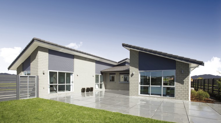 Exterior view of Platinum Homes show home in elevation, estate, facade, home, house, property, real estate, residential area, siding