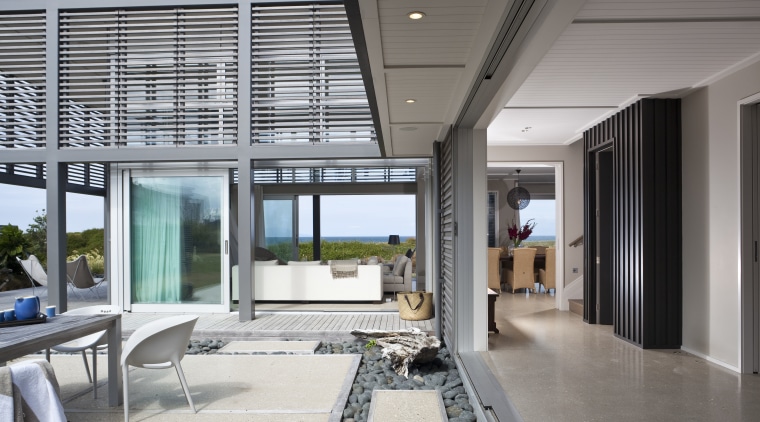 Contemporary beach house. Open-plan living - Contemporary beach daylighting, house, interior design, real estate, window, gray