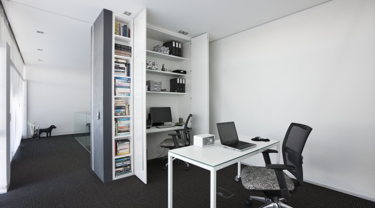 View of a bedroom which can be converted furniture, interior design, office, product design, real estate, white