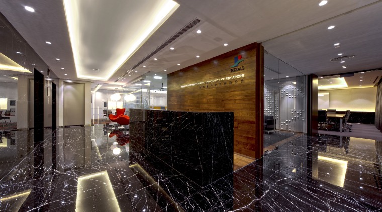 Contemporary offices of the Real Estate Developer's ceiling, interior design, lobby, black, gray