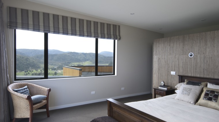 This Upper Hutt Show home was designed and architecture, bedroom, daylighting, house, interior design, real estate, room, window, gray