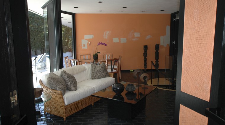 View of living area in a 1970's house apartment, architecture, house, interior design, living room, property, real estate, room, black