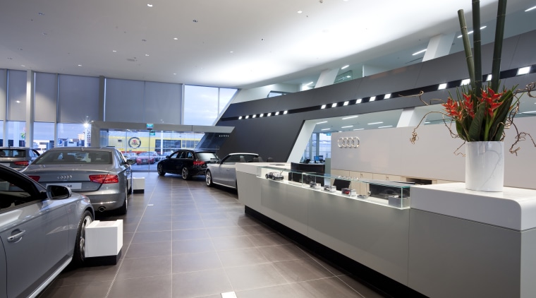 Here is a view of the new Giltrap automotive design, car, car dealership, interior design, luxury vehicle, technology, gray