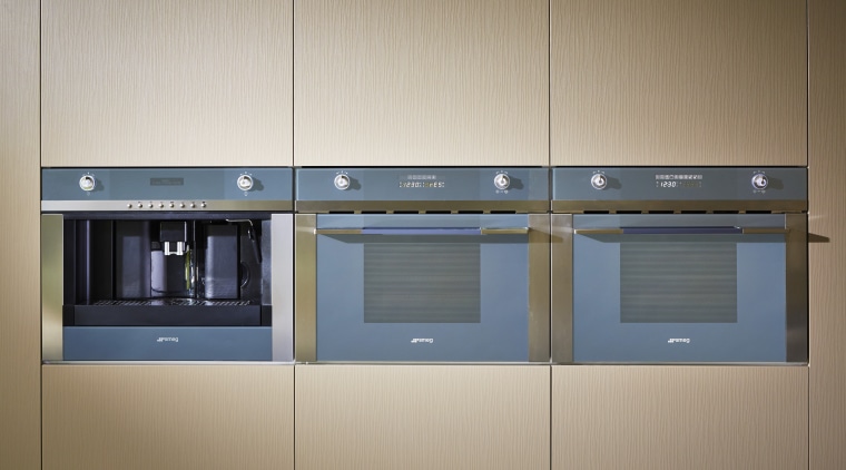 Cavanough of Desire Beauty specified a Smeg coffee home appliance, kitchen, kitchen appliance, product, gray, brown