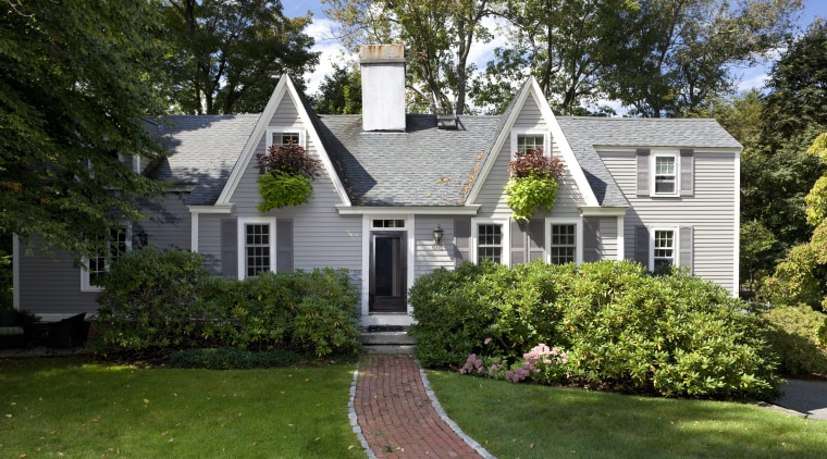 This Cape Cod-style residence was built in 1768, cottage, estate, farmhouse, historic house, home, house, landscaping, lawn, mansion, neighbourhood, outdoor structure, property, real estate, residential area, roof, siding, suburb, tree, window, yard, brown, green