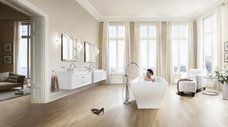 Its the absence of ornate detailing that enhances ceiling, floor, flooring, furniture, hardwood, home, interior design, laminate flooring, living room, room, tile, window, wood, wood flooring, white