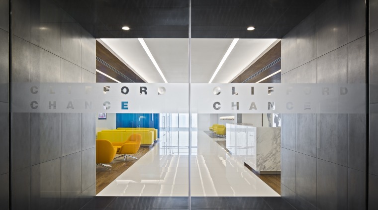 A compressed entry heightens the sense of arrival architecture, ceiling, daylighting, floor, interior design, lobby, office, product design, gray, black